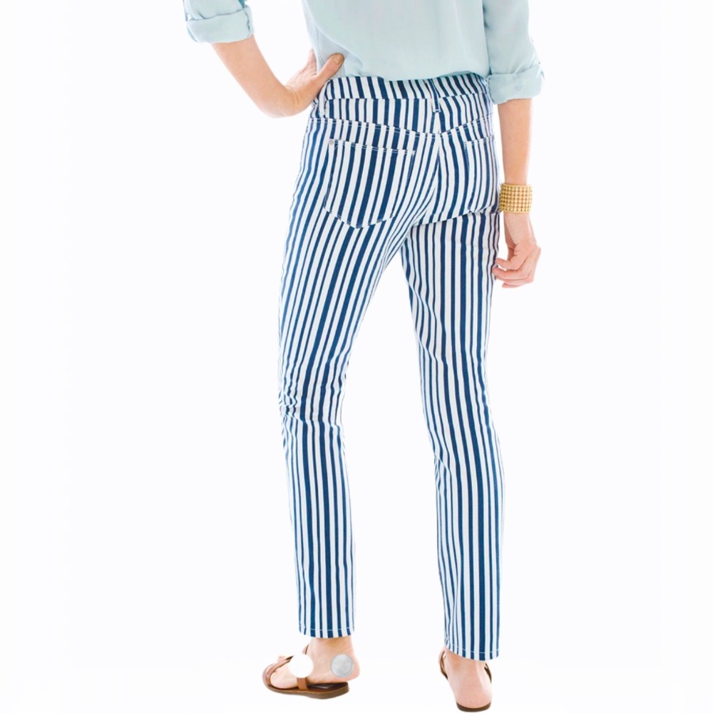 Chico’s So Slimming Striped Girlfriend Jeans - 6 - Picture 4 of 17